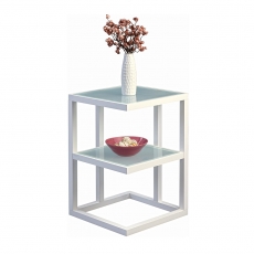 Odkládací stolek Urban, 40 cm, bílá/sklo - 1