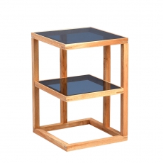 Odkládací stolek Urban, 40 cm, masiv/sklo - 1