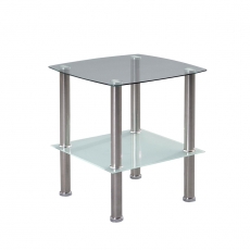 Odkládací stolek Zoom, 45 cm, čiré/pískované sklo - 1