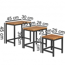 Odkladací stolík Alea (súprava 3 ks), 45 cm, masív Sheesham - 3