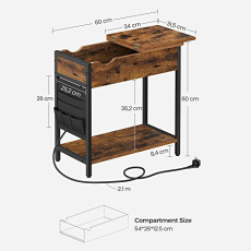 Odkladací stolík Armín, 60 cm, hnedá - 4