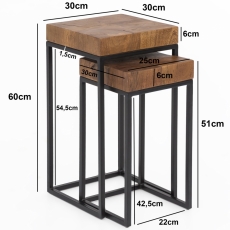 Odkladací stolík Asum (Súprava 2 ks), 60 cm, masív Sheesham - 4