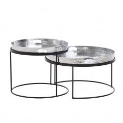Odkladací stolík Baren (SET2 ks), 60 cm, strieborná