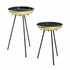 Odkladací stolík Ciara (SADA 2 ks), 66 cm, čierna / zlatá - 1