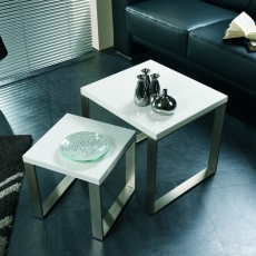 Odkladací stolík Eros, 45 cm, biela / nehrdzavejúca oceľ - 2