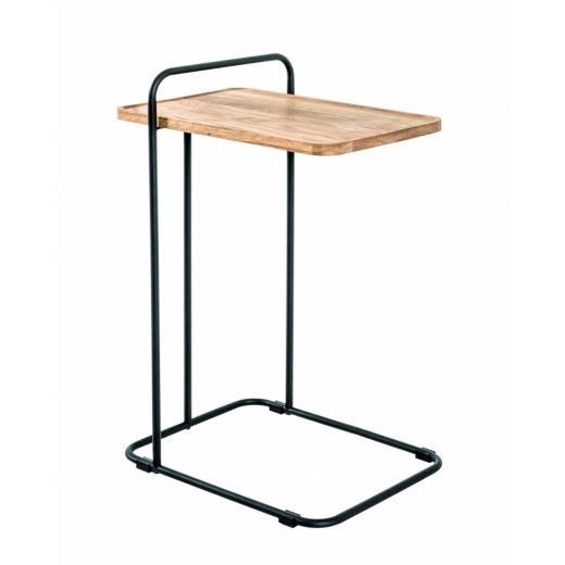 Odkladací stolík Everit, 73 cm, čierna / dub - 1