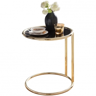 Odkladací stolík Fadi, 53 cm, zlatá/čierna