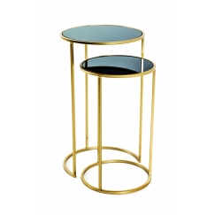 Odkladací stolík Fairy (SADA 2 ks), 60 cm, zlatá / čierna