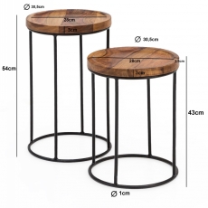 Odkladací stolík Fato (Súprava 2 ks), 54 cm, masív Sheesham - 4