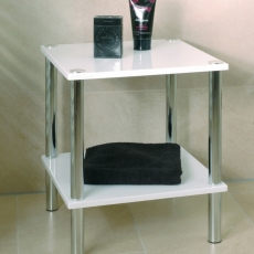 Odkladací stolík Finley, 47 cm, biela/chróm - 1