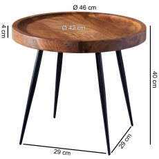 Odkladací stolík Henry, 46 cm, masív Sheesham - 3