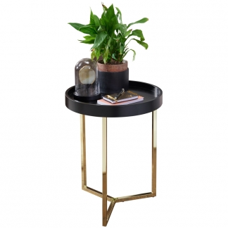 Odkladací stolík Hira, 51 cm, čierna/zlatá