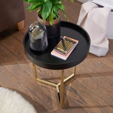 Odkladací stolík Hira, 51 cm, čierna/zlatá - 5