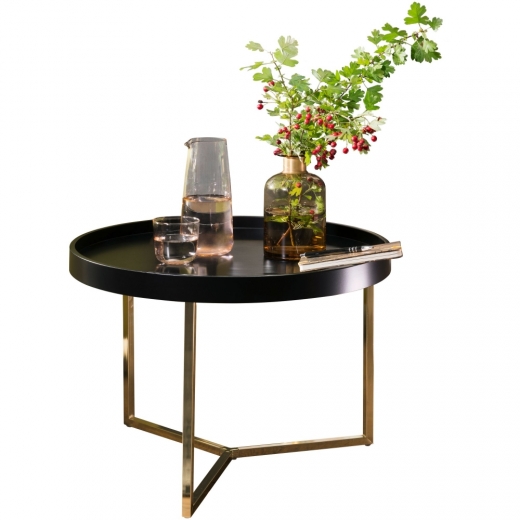 Odkladací stolík Hira, 58,5 cm, čierna/zlatá - 1