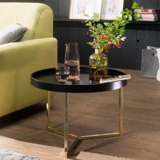 Odkladací stolík Hira, 58,5 cm, čierna/zlatá - 2