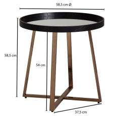 Odkladací stolík Jerry, 58 cm, čierna/zlatá - 4