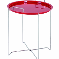 Odkladací stolík Knox, 51 cm, chróm / červená - 1