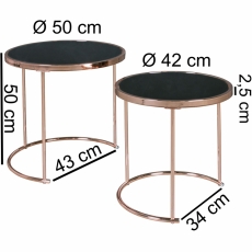 Odkladací stolík Lola (súprava 2 ks), 50 cm, čierna/medená - 3