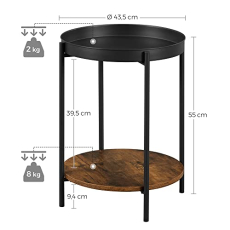 Odkladací stolík Manfred, 55 cm, čierna - 5