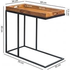 Odkladací stolík Melis, 70 cm, masív Sheesham - 3