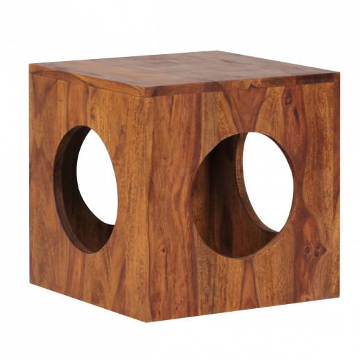 Odkladací stolík Mumbai cube, 35 cm, masív Sheesham - 1