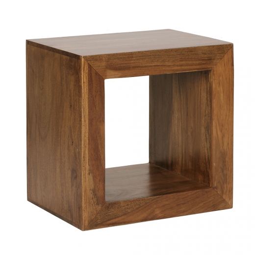 Odkladací stolík Mumbai cube, 44 cm, masív Sheesham - 1