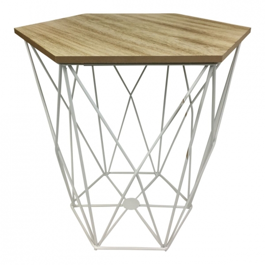 Odkladací stolík Netz, 41 cm, drevo/biela - 1