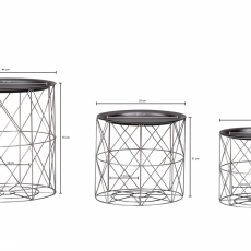 Odkladací stolík Nilen (SADA 3 ks), čierna - 3