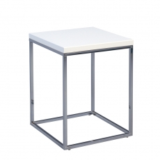 Odkladací stolík Olaf, 40 cm, biela/chróm - 4