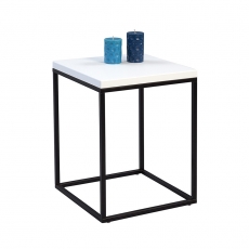 Odkladací stolík Olaf, 40 cm, biela/čierna - 1