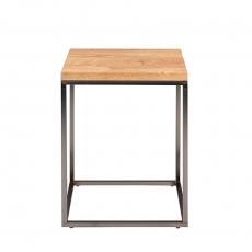 Odkladací stolík Olaf, 40 cm, dub/nerez - 3