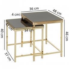 Odkladací stolík Rida (súprava 2 ks), čierna/zlatá - 4