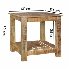Odkladací stolík Rustica, 60 cm, mangové drevo - 3