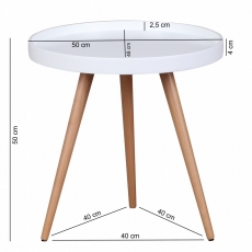 Odkladací stolík Scanio, 50 cm, biela/buk - 3