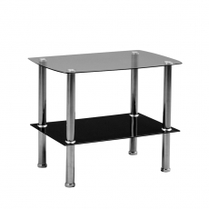 Odkladací stolík sklenený Zoom, 65 cm, číre/čierne sklo - 1