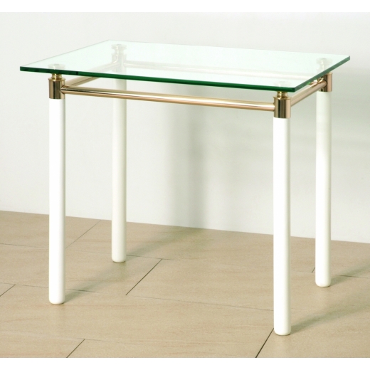 Odkladací stolík Terrell, 54 cm, biela/zlatá - 1