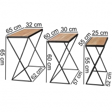 Odkladací stolík Ture (súprava 3 ks), 65 cm, agát - 4