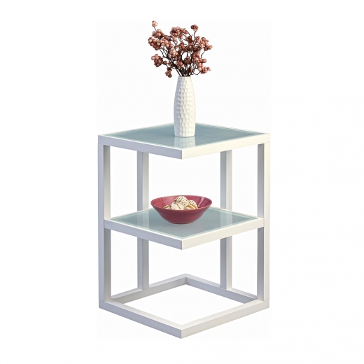 Odkladací stolík Urban, 40 cm, biela/sklo - 1