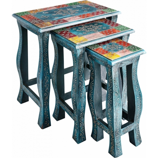 Odkladací stolík Vite (súprava 3 ks), 56 cm, modrá - 1