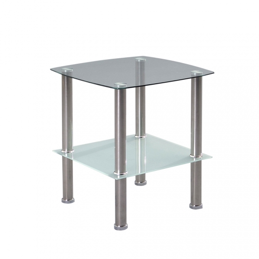 Odkladací stolík Zoom, 45 cm, číre / pieskované sklo - 1