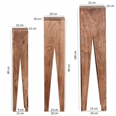 Odkládací stolky Kada, 100 cm, sada 3 ks, masiv akát - 3