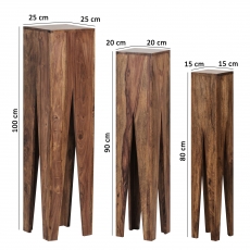 Odkládací stolky Kada, 100 cm, sada 3 ks, masiv Sheesham - 3