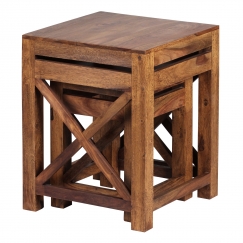 Odkladacie stolíky Pali, 40 cm, súprava 2 ks, masív Sheesham