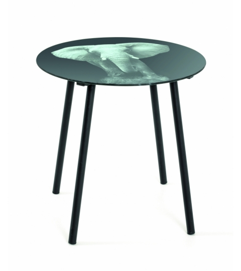 Okrúhly stolík Elefa, 41 cm, čierna/sivá