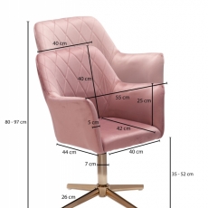 Otožné kreslo Roll, zamat, ružová - 3