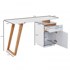 Písací stôl Golen, 140 cm, biela - 4