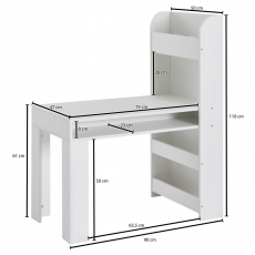 Písací stôl Heler, 90 cm, biela - 4