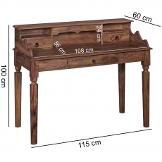 Písací stôl Kada, 115 cm, masív Sheesham - 3