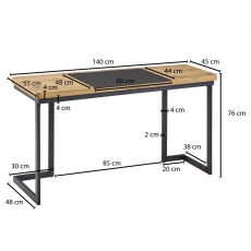 Písací stôl Rick, 140 cm, MDF / čierna - 3