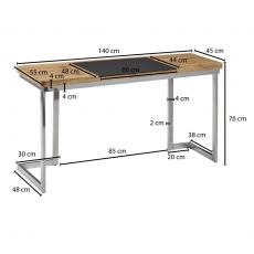 Písací stôl Rick, 140 cm, MDF / nerez - 3